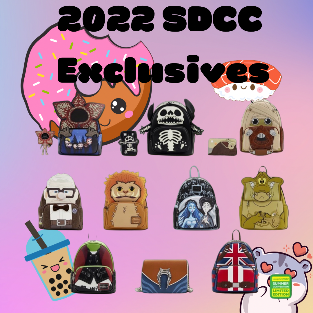 Here is SDCC 2022 Exclusives and @Loungefly exclusives that will be  available online tomorrow ~ Thursday, 7/21 at 6am PST on…