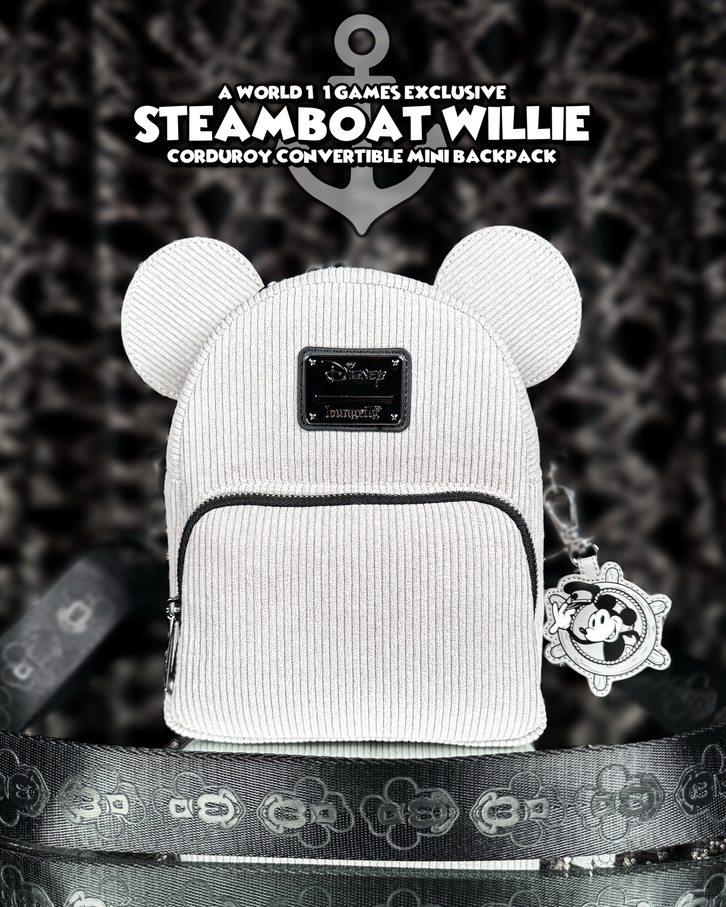 clark and madison mini backpack Steamboat Willie Corduroy Convertible Mini Backpack