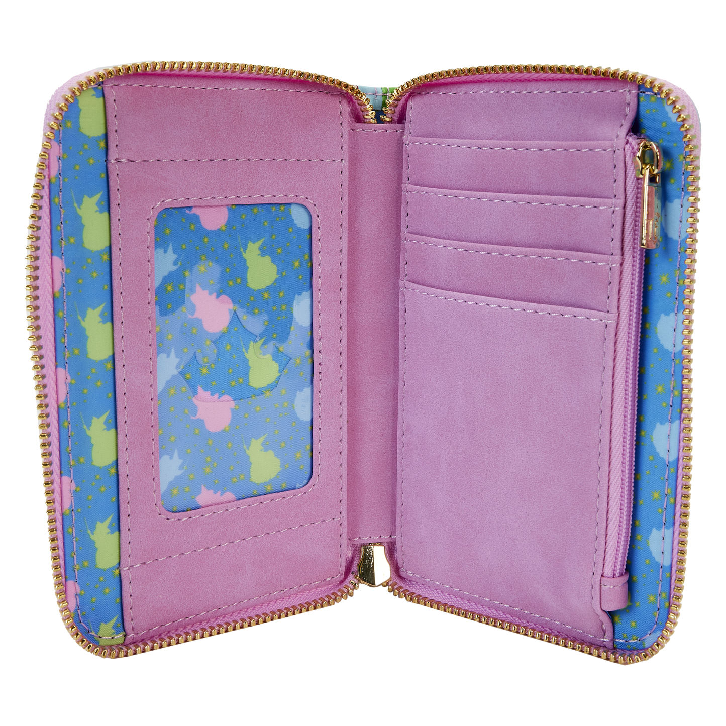 Sleeping Beauty Castle Three Good Fairies Stained Glass Zip Around Wallet