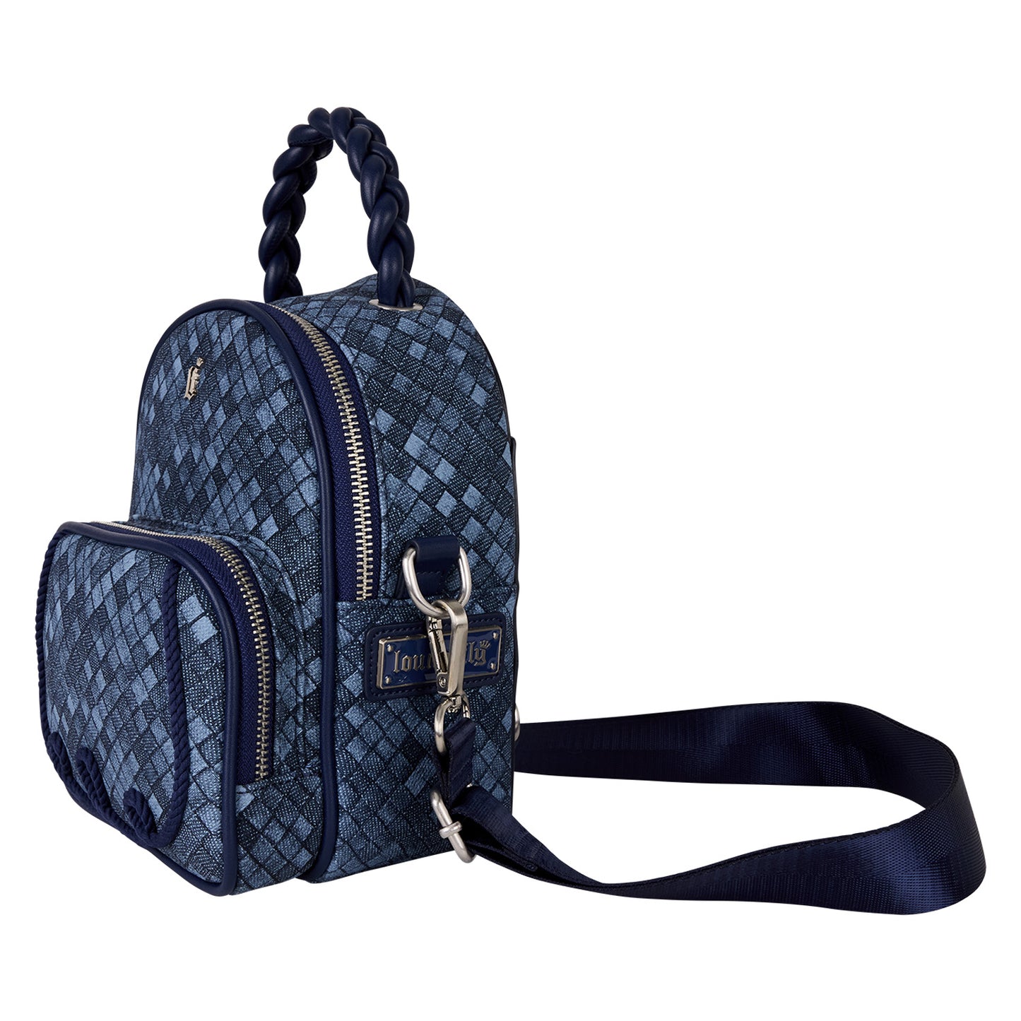 LOUNGEFLY DENIM COVERTIBLE MINI BACKPACK