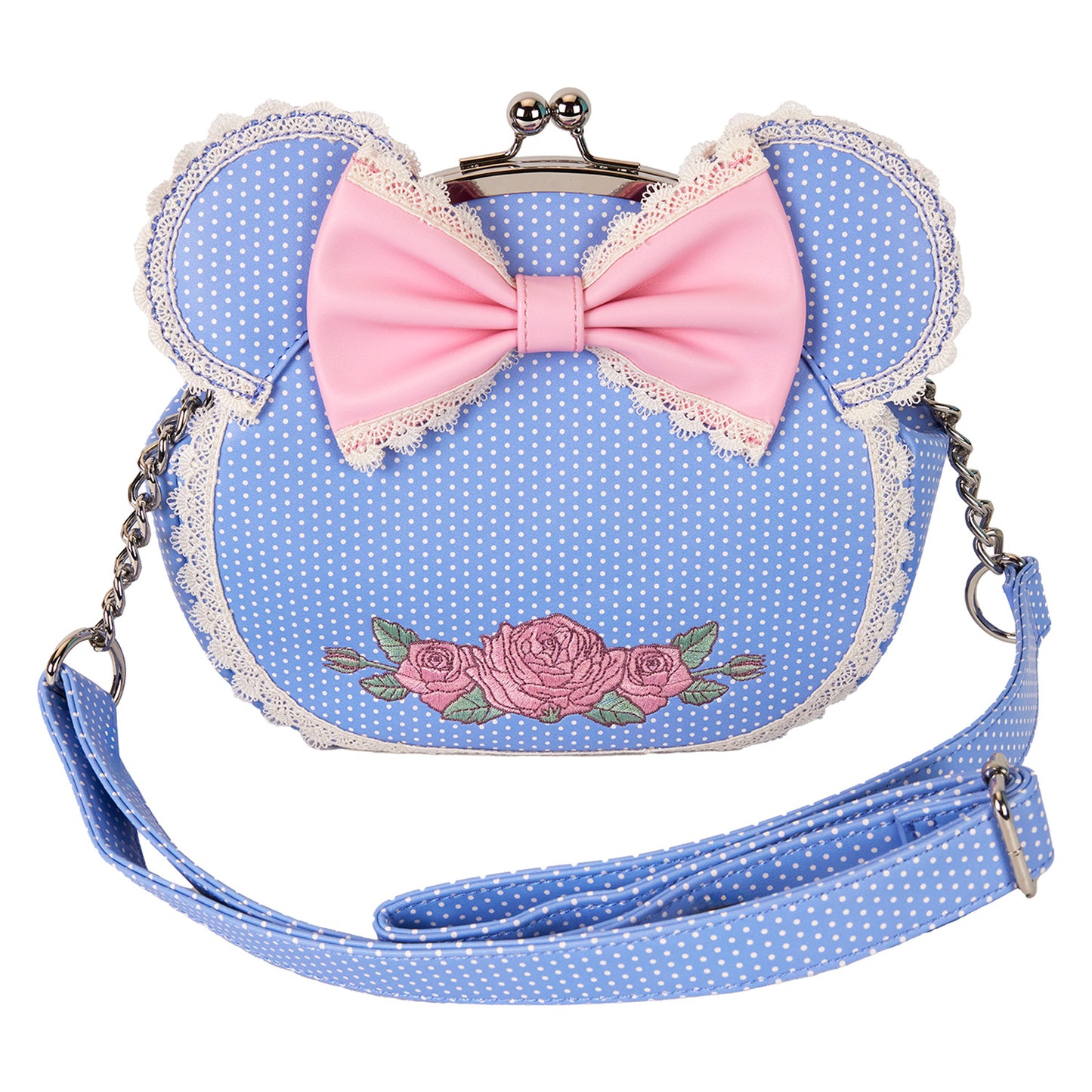 LF DISNEY MINNIE FLORAL AND LACE KISSLOCK CROSSBODY BAG