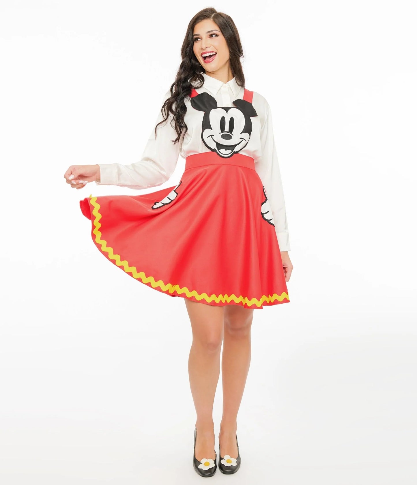 Mickey & Friends Collection by Unique Vintage Red Mickey Face Pinafore