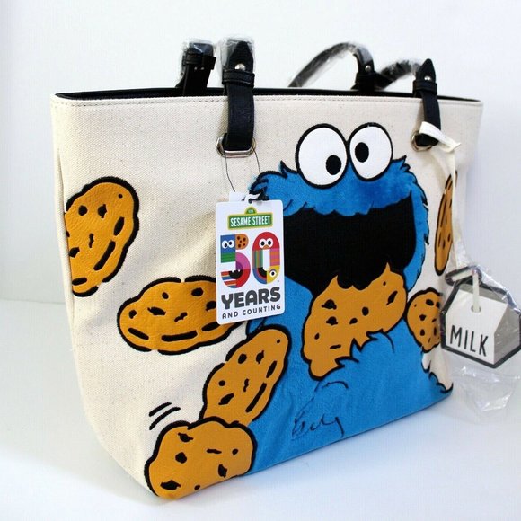 Sesame Street Cookie Monster Canvas Zip Top Tote