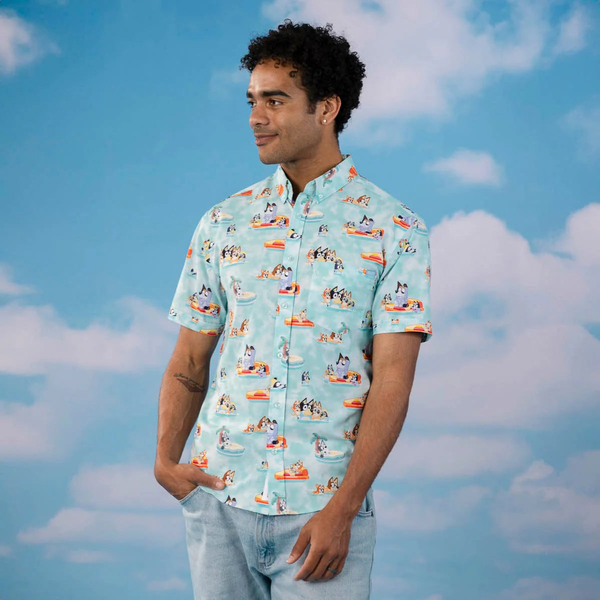 bluey dress shirt Bluey Hawaiian Button Down Dress Shirt Toddler to Big Kid