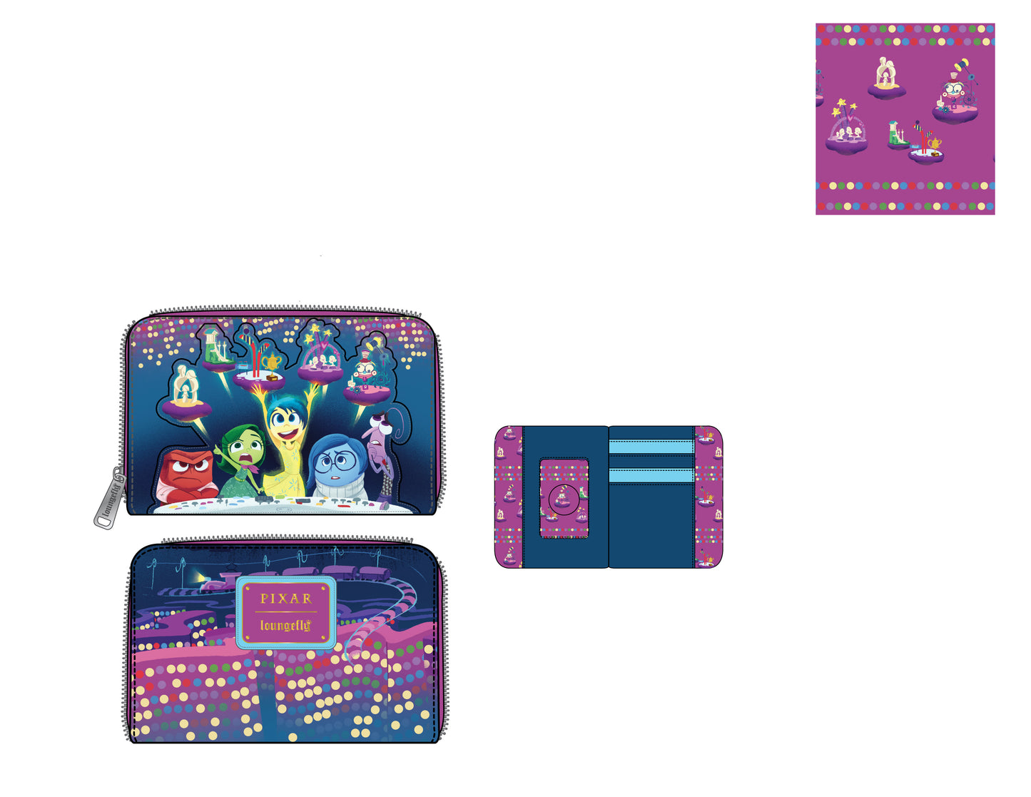 LF DISNEY PIXAR INSIDE OUT CONTROL PANEL ZIP AROUND WALLET,