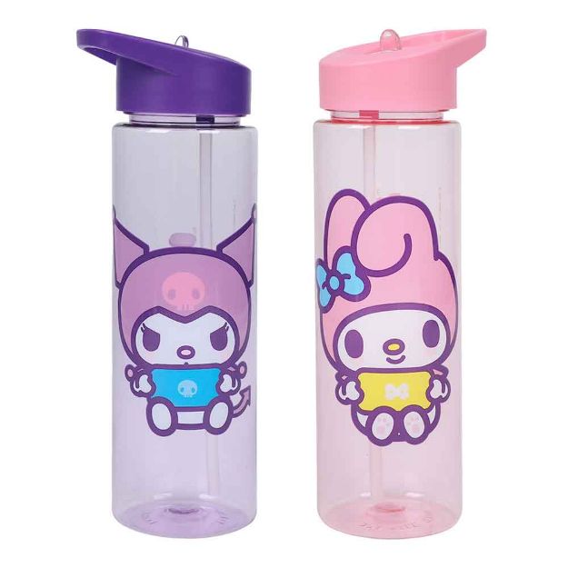 Bioworld My Melody & Kuromi Phone Time 2-Pack 24 oz Single Wall Plastic Water Bottles