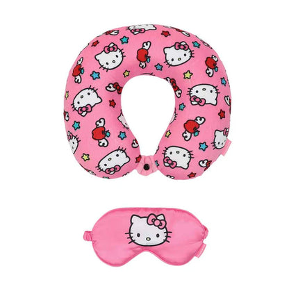 Hello Kitty Neck Pillow, Throw & Eye Mask Travel Set