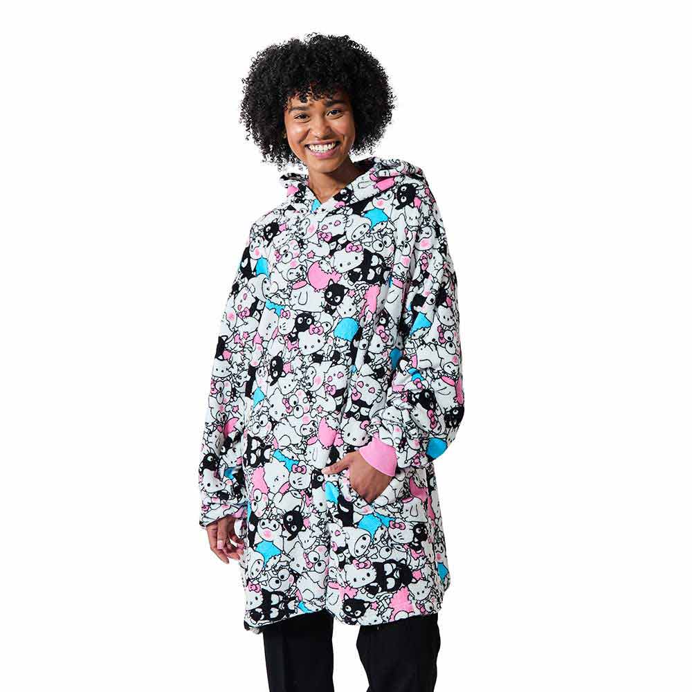Hello Kitty & Friends All-Over Character Print Hooded Blanket