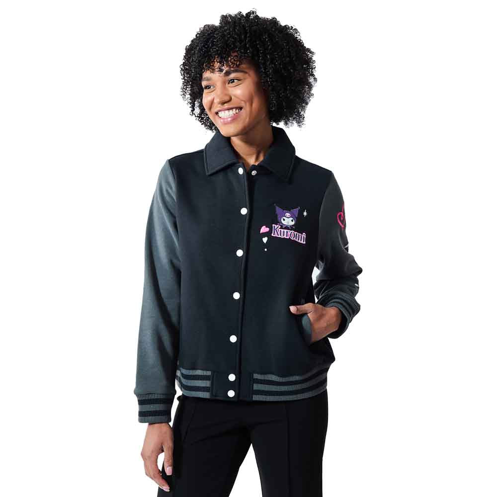 Kuromi Embroidered Juniors Varsity Jacket