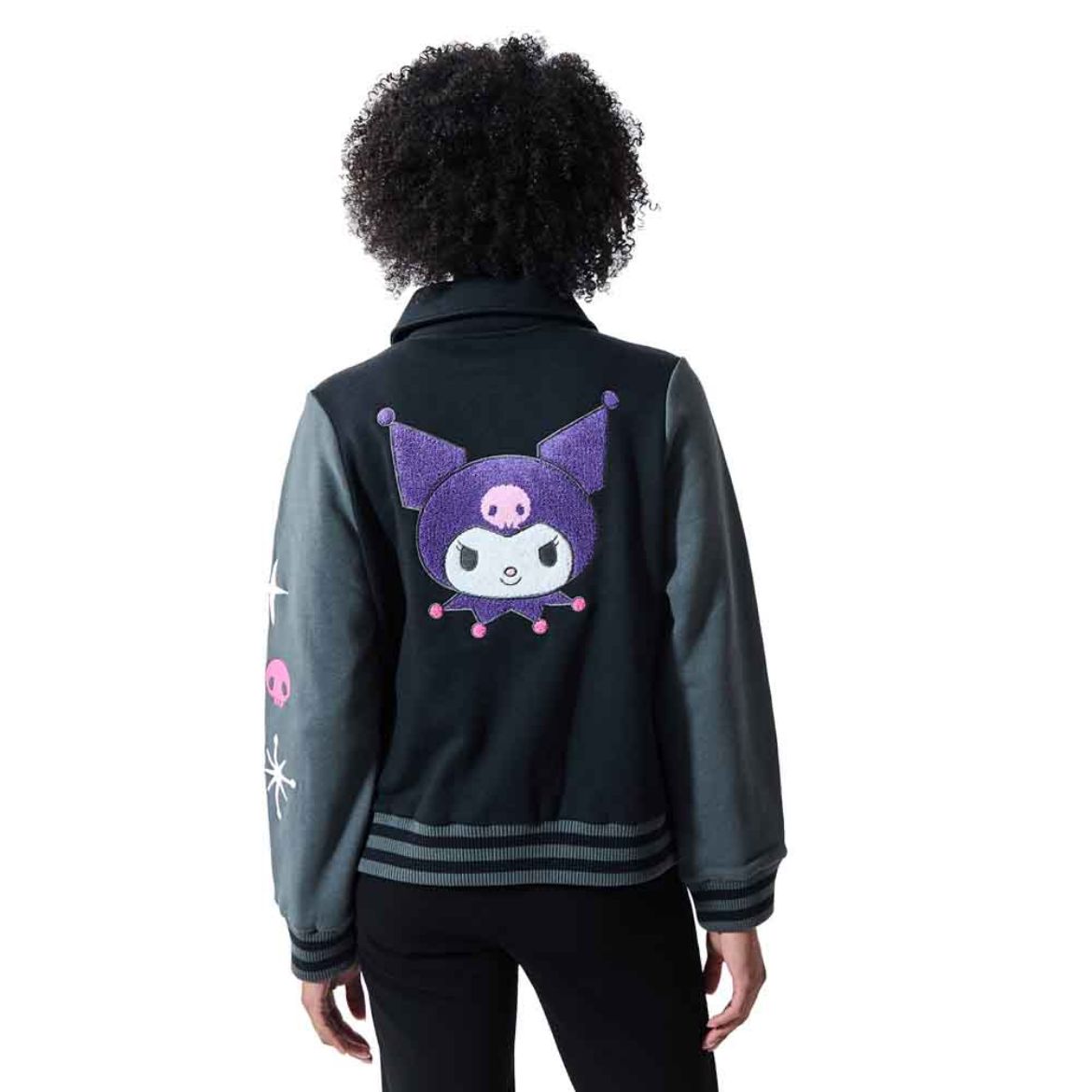 Kuromi Embroidered Juniors Varsity Jacket