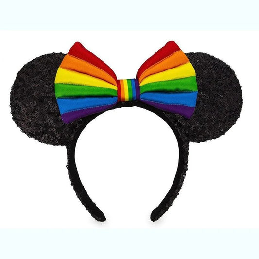 Disney Parks Pride Rainbow Bow Sequin Minnie Mouse Ears Headband 2018