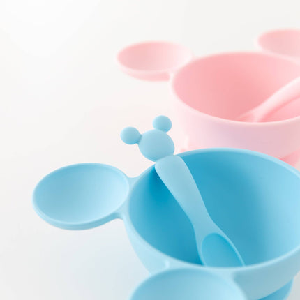 Silicone First Feeding Set: Mickey Mouse Light Blue