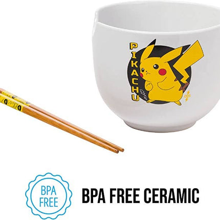 Pokemon Pikachu Ceramic Ramen Bowl with Chopsticks
