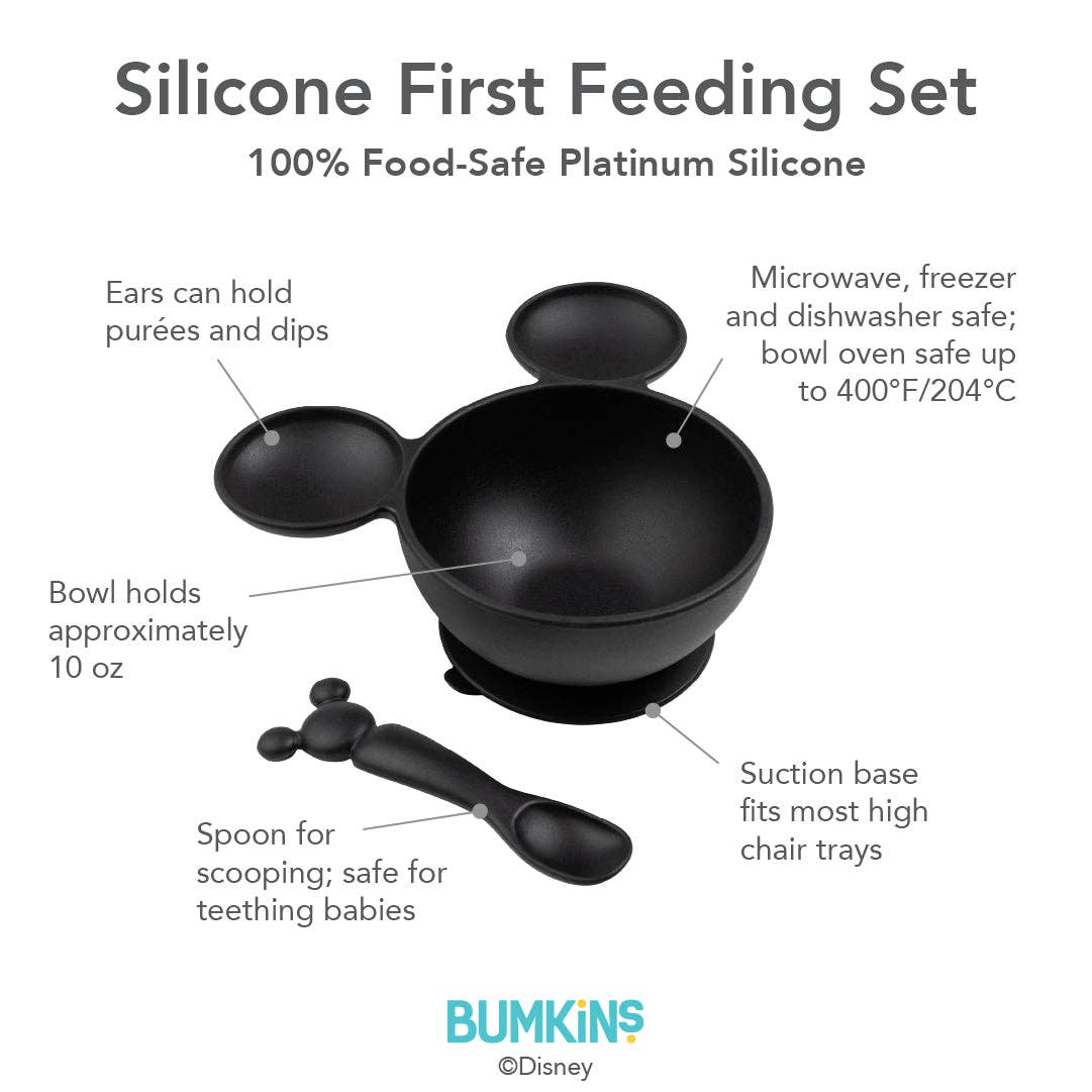 Silicone First Feeding Set: Mickey Mouse Classic Black 14