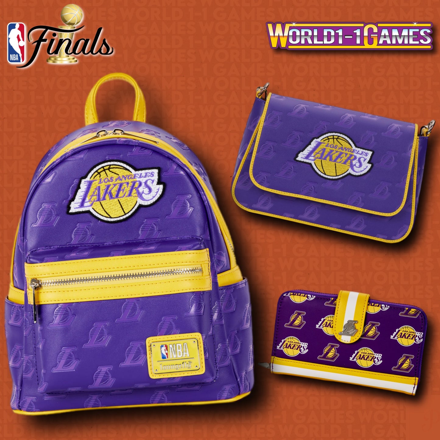 NBA Playoffs Los Angeles Lakers Bundle - Mini Backpack + Crossbody + Wallet Loungefly