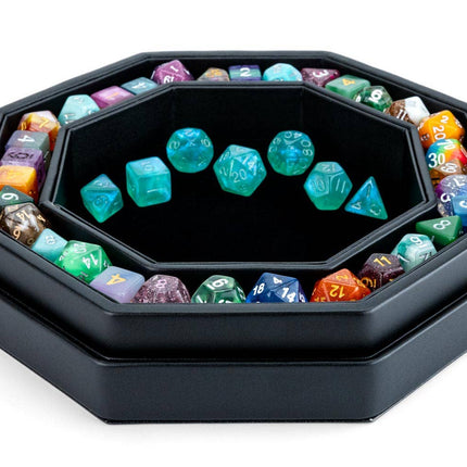 Hexagon Dice Tray with Storage Ring: Black