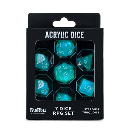 Best Selling Dice Set in Box Packaging: Stardust Turquoise