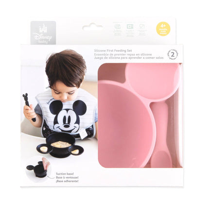 Silicone First Feeding Set: Minnie Mouse Light Pink
