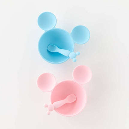 Silicone First Feeding Set: Mickey Mouse Light Blue