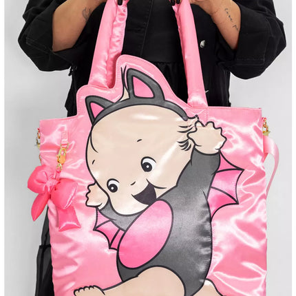 Kewpie Bat Puffy Tote Bag with Ribbon Charm