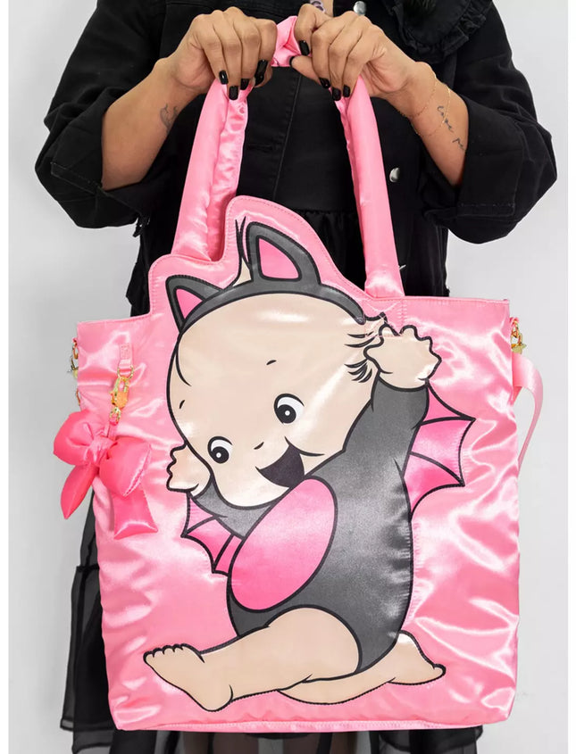 Kewpie Bat Puffy Tote Bag with Ribbon Charm