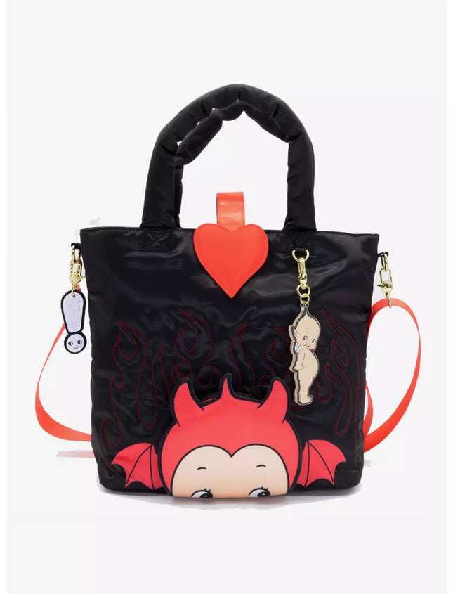 Kewpie Devil Puffy Tote Bag with Angel Charm