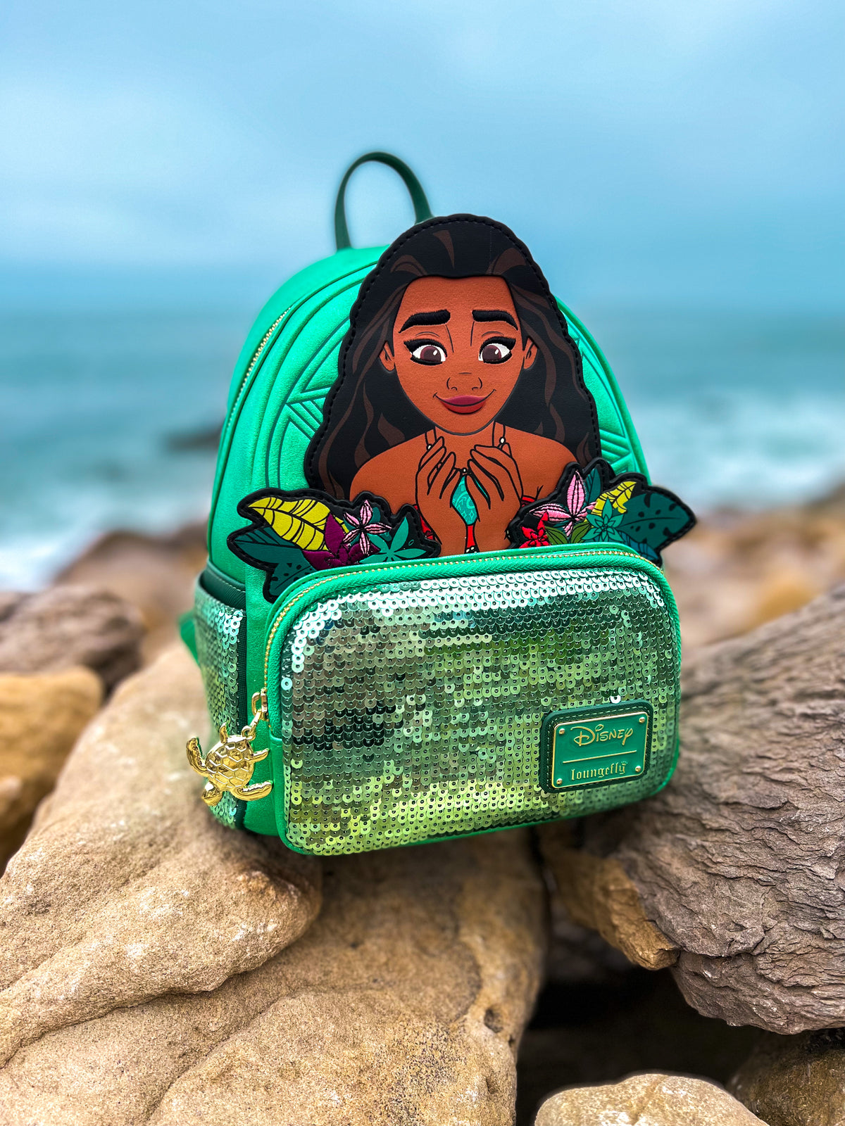 Moana Heart of Te Fiti Sequins Loungefly Mini Backpack display picture 1