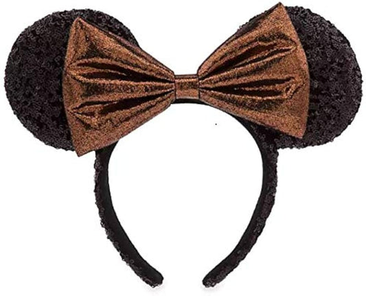 Disney Parks Belle Bronze Bow Minnie Sequins Ears Headband