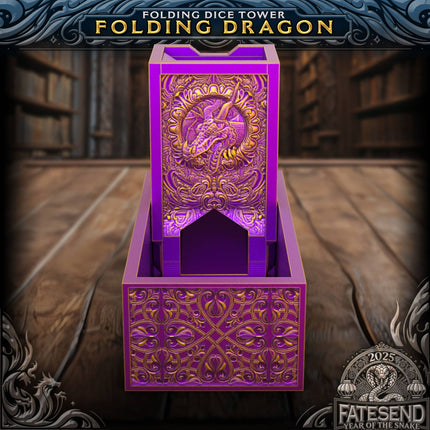 Folding Dragon Dice Tower & Storage | TTRPG, D&D, TCG, CoC