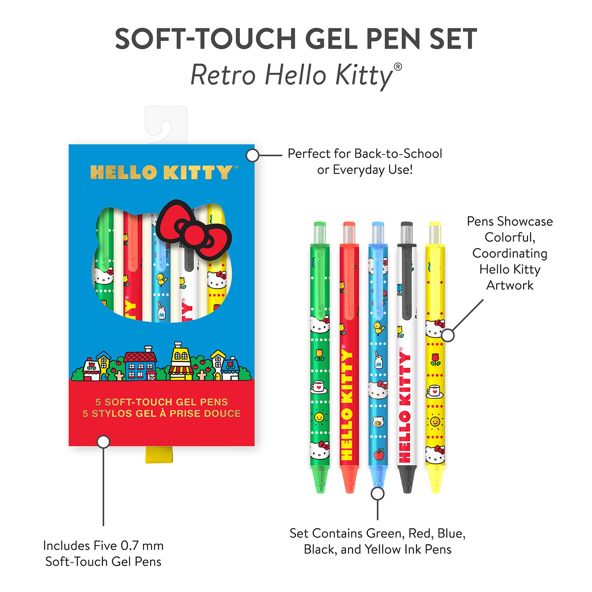Retro Hello Kitty Soft-Touch Gel Pen Set 5