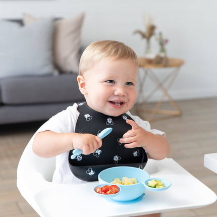 Silicone First Feeding Set: Mickey Mouse Light Blue