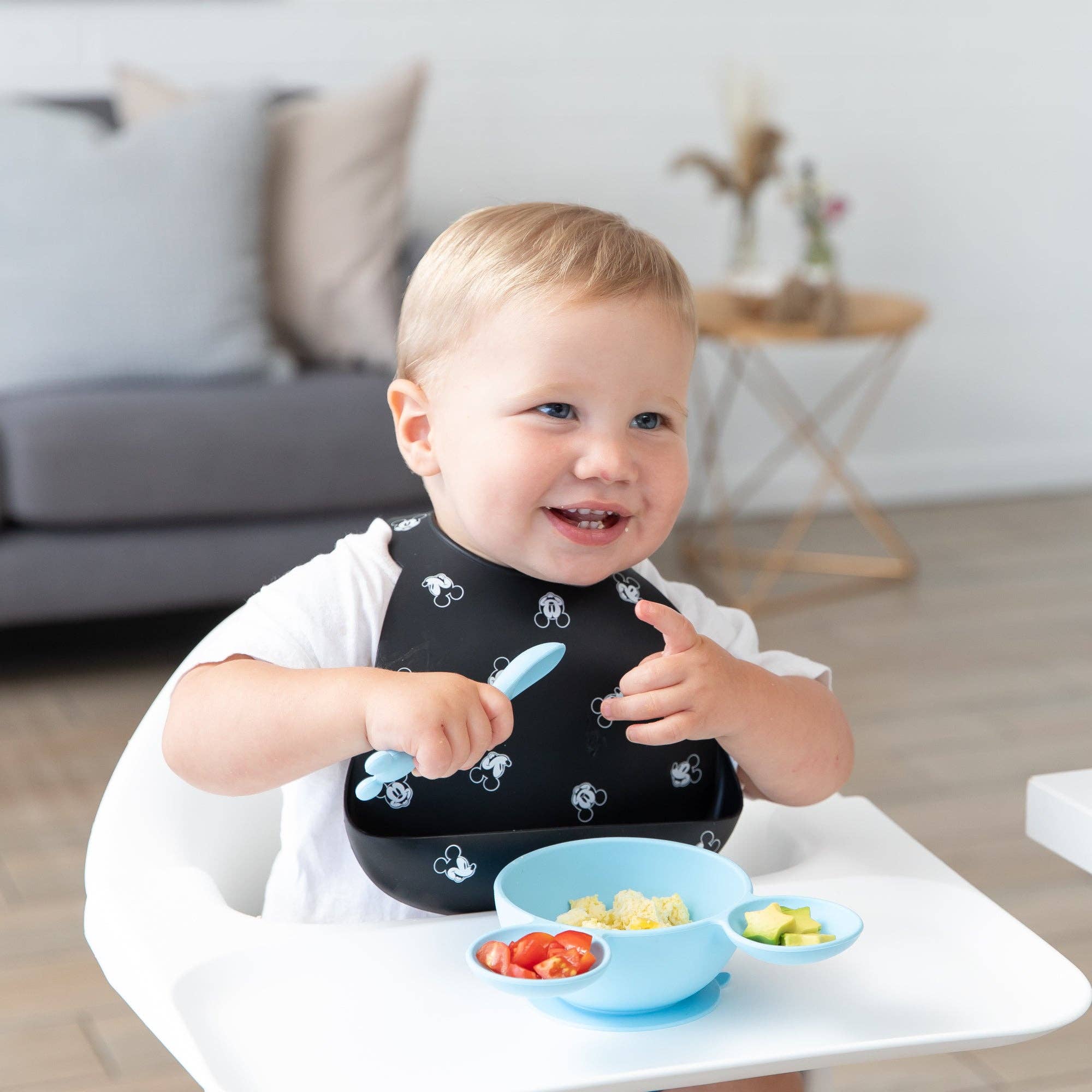 Silicone First Feeding Set: Mickey Mouse Light Blue 3
