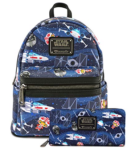 Star Wars Chibi X-Wing Tie Fighters Mini Backpack & Wallet