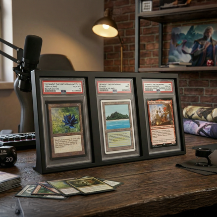 3-Card Trading Card Display Stand – Graded Frame