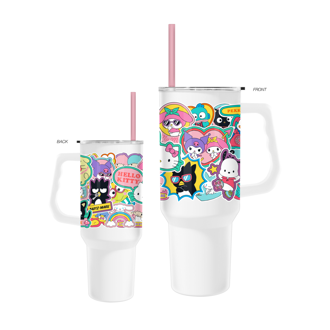 Sanrio Super Cute Sticker Collage 40oz SS Tumbler w/ Handle