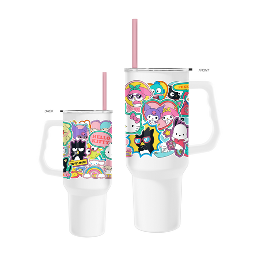 Sanrio Super Cute Sticker Collage 40oz SS Tumbler w/ Handle