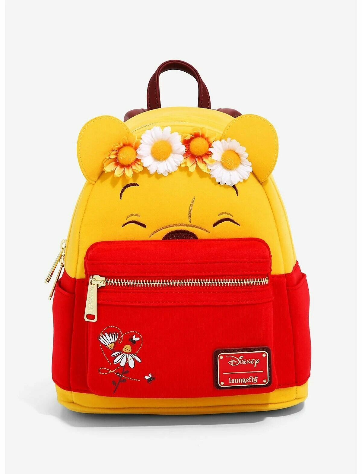 Winnie The Pooh Floral Crown Flocked Mini Backpack