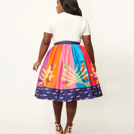 Barbie x Unique Vintage Rainbow Barbie Disco Gellar Swing Skirt