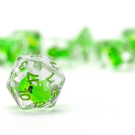 Dragon Storm Inclusion Resin Dice Set: Green Dragon