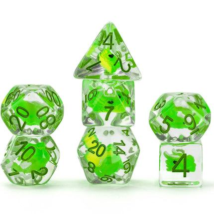 Dragon Storm Inclusion Resin Dice Set: Green Dragon