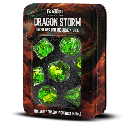 Dragon Storm Inclusion Resin Dice Set: Green Dragon