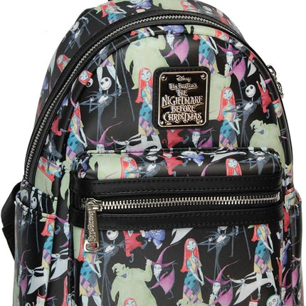 Nightmare Before Christmas Allover Watercolor Character Print Mini Backpack