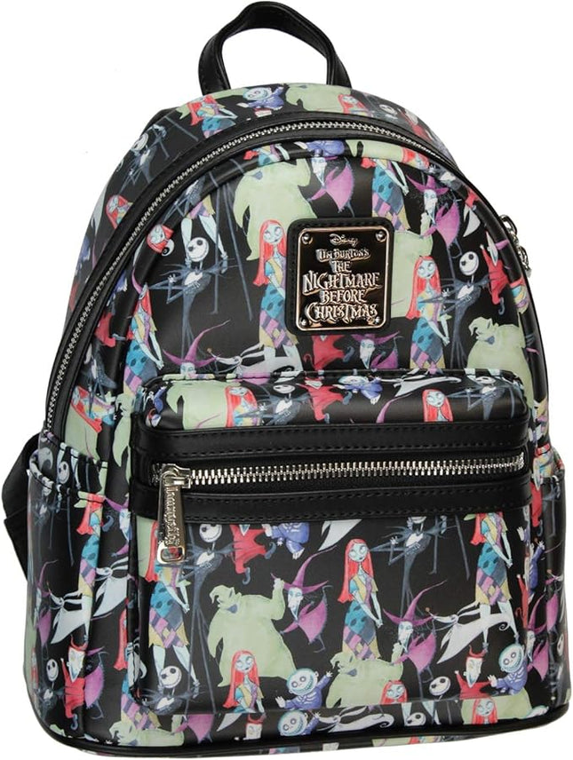 Nightmare Before Christmas Allover Watercolor Character Print Mini Backpack