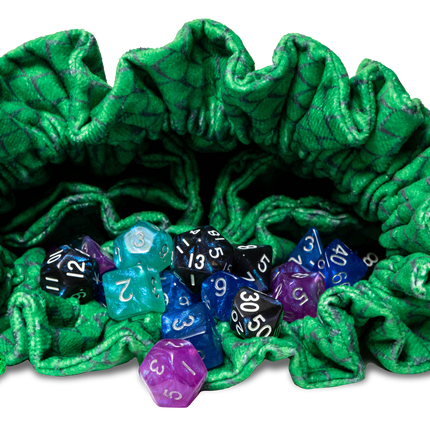Dragon Storm Velvet Compartment Dice Bag Green Dragon Scales