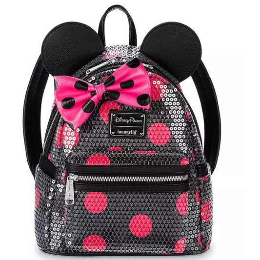 Disney Parks Loungefly Mini Backpack - Minnie Mouse Sequined Polka Dot