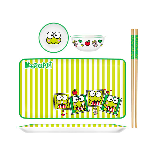 Keroppi Apple Stripe Set  3pc Ceramic Sushi Set- Boxed