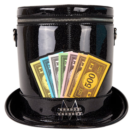 Monopoly 90th Anniversary Top Hat Glitter Figural Crossbody Bag