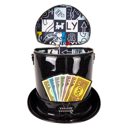 Monopoly 90th Anniversary Top Hat Glitter Figural Crossbody Bag