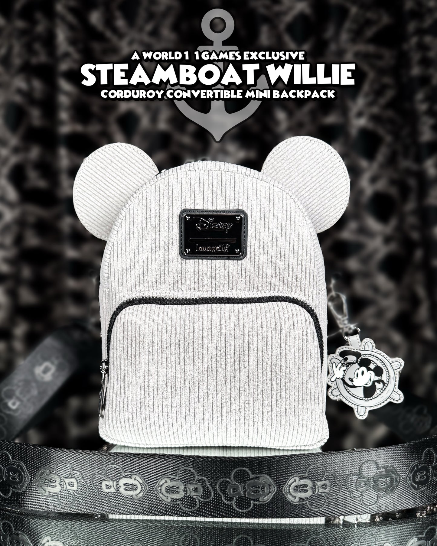 Steamboat Willie Corduroy Convertible Mini Backpack - W1-1 Exclusive