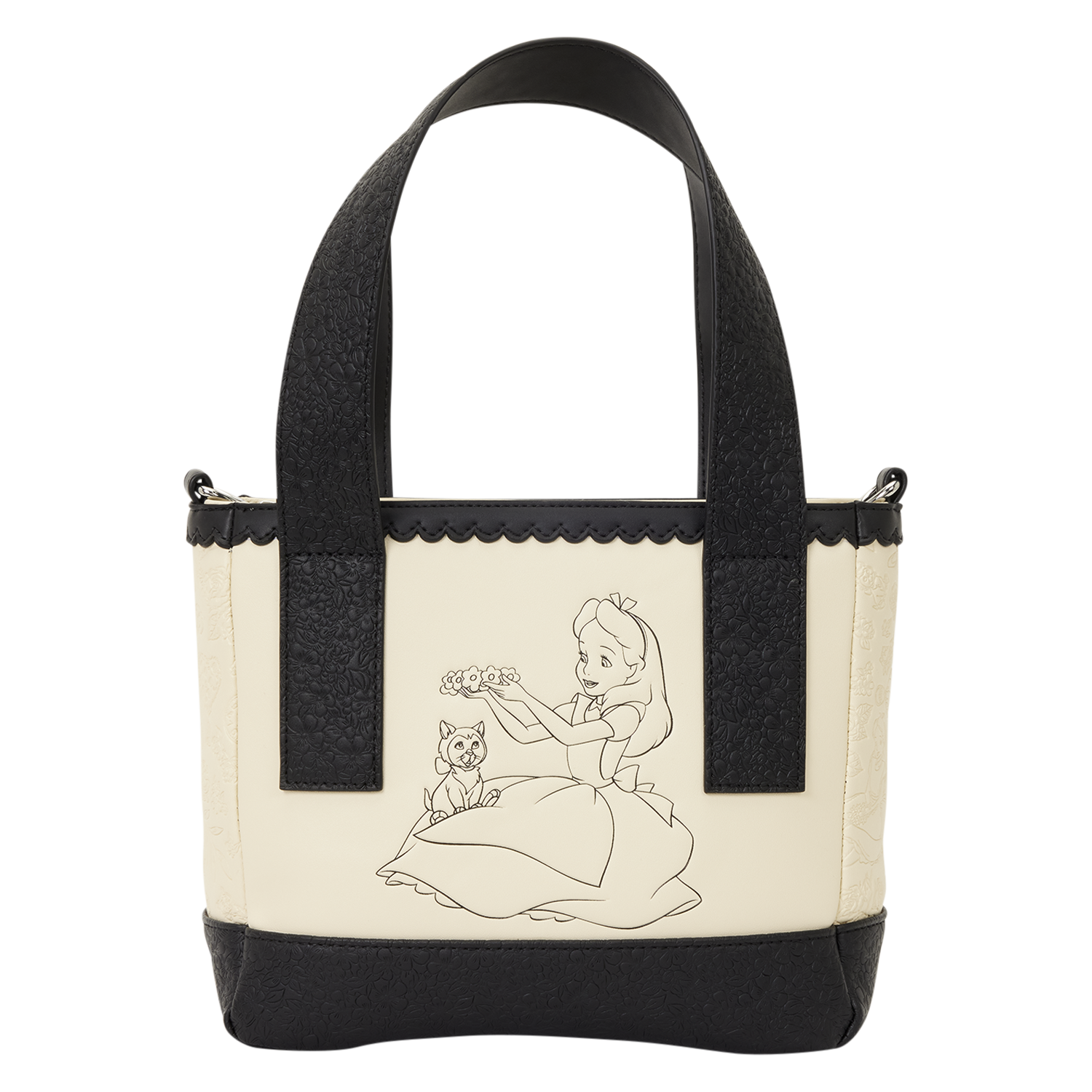 Alice in Wonderland Embroidered Floral Tote